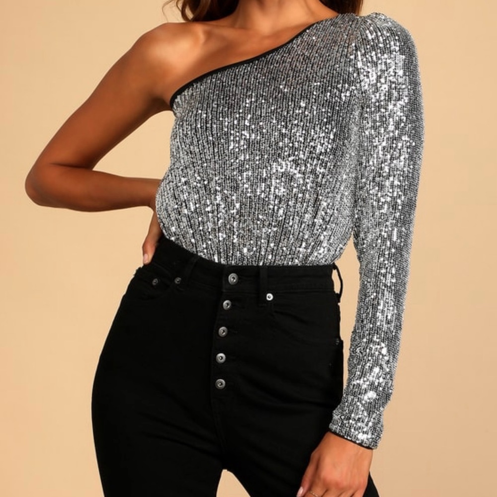 Black & Silver Sequin Bodysuit
